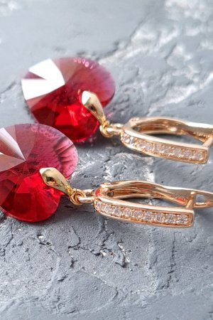 Работа Позолоченные серьги с кристаллами Swarovski сердце Scarlet