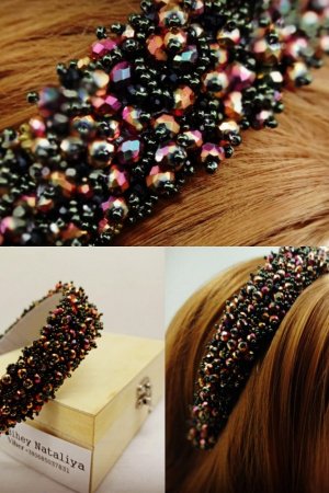 Работа Обруч с хрусталя и Японского бисера