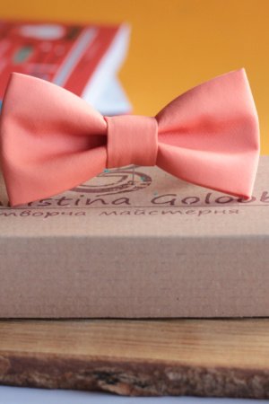 Работа Бабочка коралловый из искусственного шелка