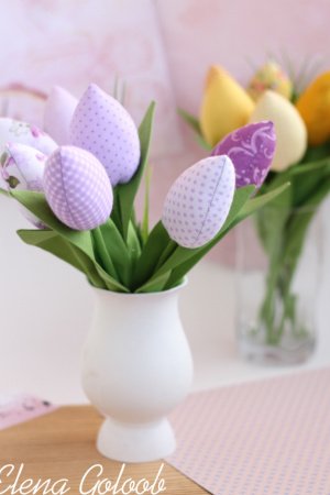 Работа Тюльпаны текстильные сиреневые