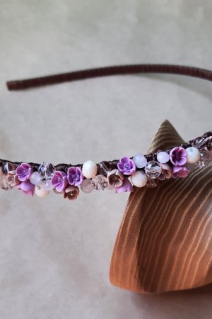 Робота Бузковий обруч з квітами, обруч для дівчинки