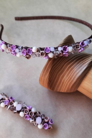 Робота Бузковий обруч і шпилька для волосся, комплекти прикрас