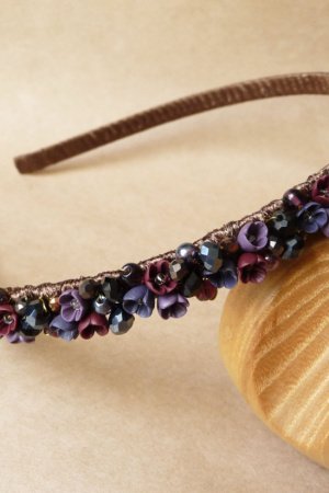 Робота Фіолетово бордовий квітковий ободок, обруч для дівчинки