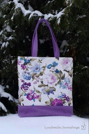 Работа Сумка тканевая с цветочным принтом "Весеннее барокко"