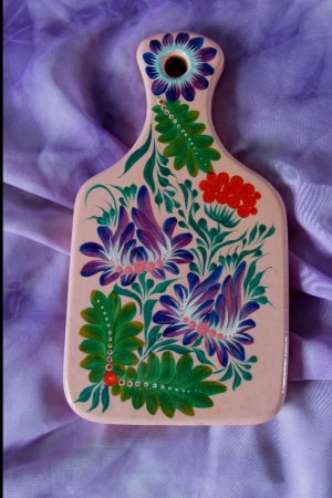 Робота Дошка обробна квадратна з ручкою Петриківський розпис