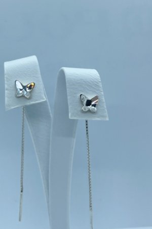 Работа Серебряные Серьги- протяжки Сваровски