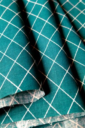 Работа Ткань хлопок для рукоделия ромбики морская волна