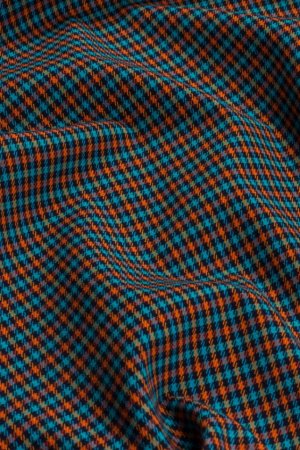 Работа Ткань для рукоделия клетка костюмная сине-оранжевая
