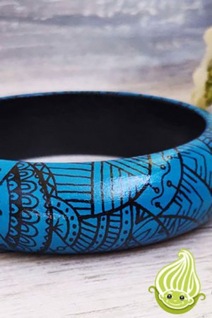 Работа Деревянный браслет Blue pattern