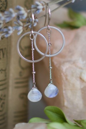 Робота Класичні круглі сережки з місячним каменем