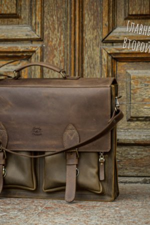 Работа Кожаный мужской портфель, Деловая сумка под ноутбук 