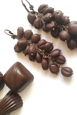 Работа Винтажные серьги с кофе