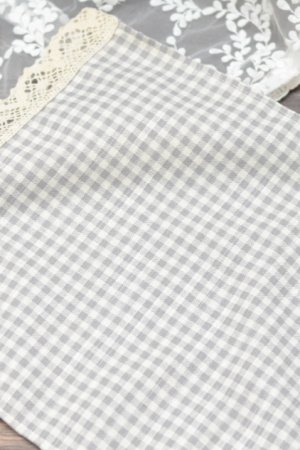 Робота Серветка на кошик з мереживом 18 * 32см. сіра клітина