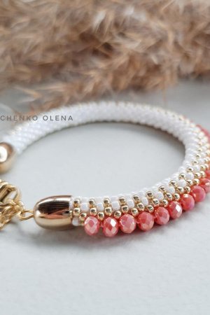 Работа Браслет "Coral ice 'с японского бисера и бусин