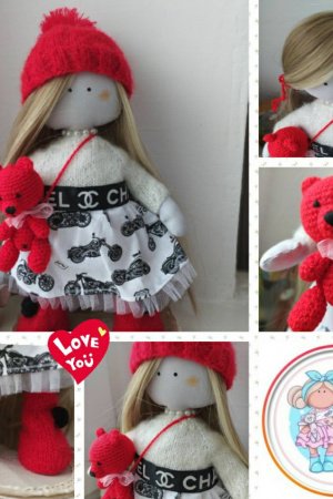 Работа  Big Tilde - в красной шапочке и с красным мишкой