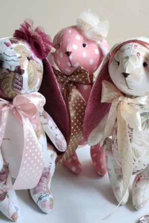 Работа Текстильный зайка, зайка ручной работы, тильда заяц