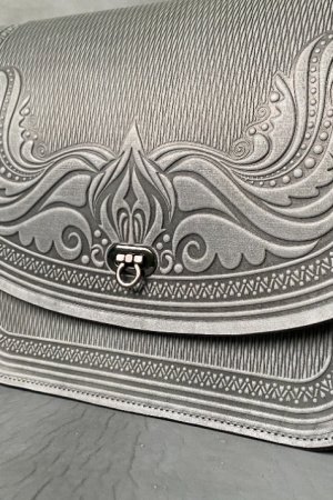 Робота сумка шкіряна ручної роботи " Камея" велика сумка, сіра
