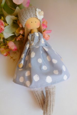 Работа Кукла ручной работы в платье в горошек