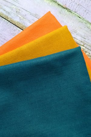 Робота Набір бавовняної тканини Гірчиця, морська хвиля і апельсин