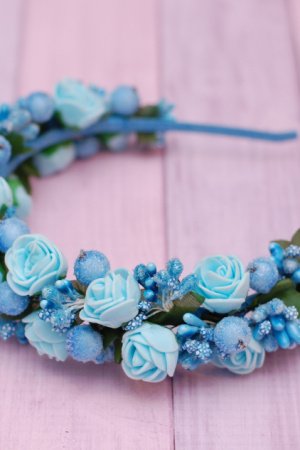 Робота Обруч ободок з квітами блакитний
