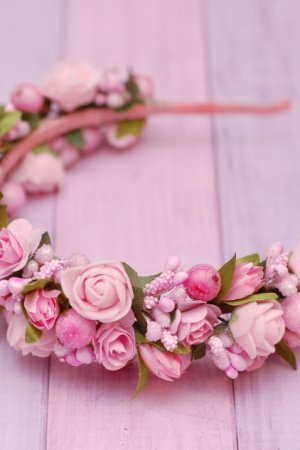 Робота Обруч ободок з квітами рожевий