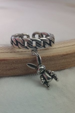 Работа Кольцо серебряная Зайка