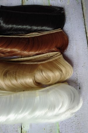 Работа Волосы для кукол короткие 3.5см черный,шатен,русый и блонд