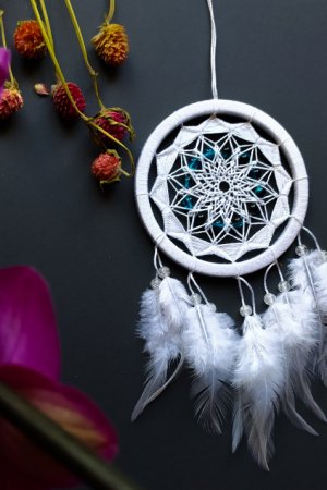 Работа Белый Ловец снов. Деко для дома. Подарок. Амулет