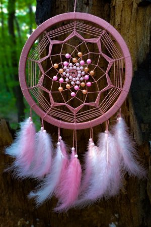Работа Розовый ловец снов. Декор для дома. Подарок. Амулет