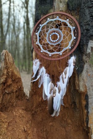 Работа Большой коричневый ловец снов. Декор для дома. Подарок