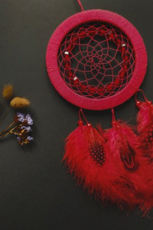 Работа Красный Ловец снов. Декор для дома. Подарок. Амулет