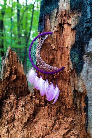 Работа Фиолетовый ловец снов Луна. Декор для дома. Амулет