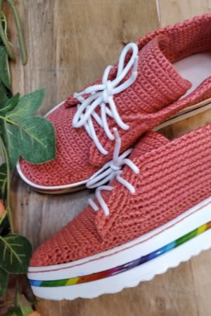 Робота Жіночі в'язані мокасини Корал