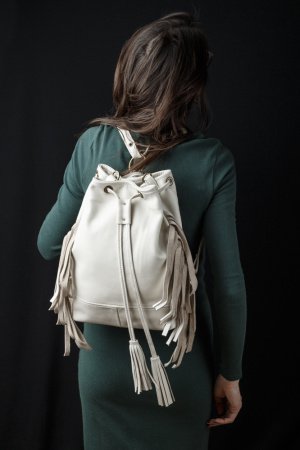 Робота Шкіряний Бежевий Рюкзак Сумка На Літо