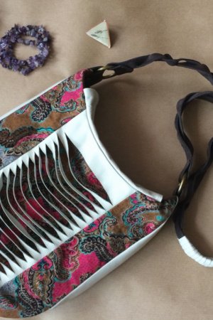 Работа Кожаная Бохо Сумка Баул С Элементами Текстиля