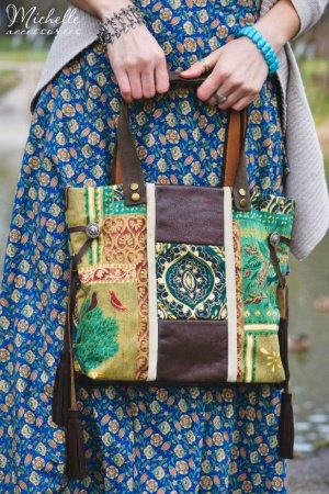 Робота Текстильна Бохо Сумка З Елементами Шкіри "Індійський Слон"