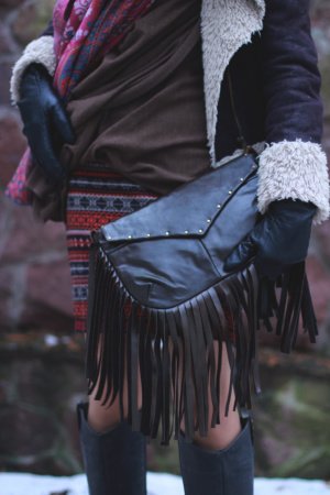 Робота Темно Коричнева Сумка Клатч Зі З'ємною Бахромою