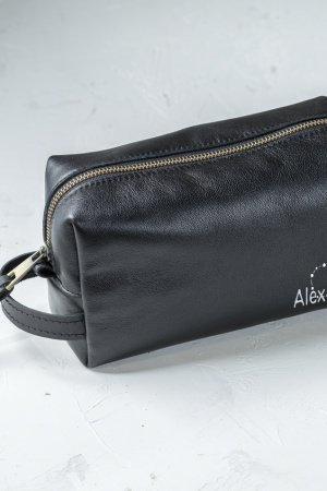 Робота Чорна Шкіряна Косметичка Для Засобів По Догляду Чоловіча