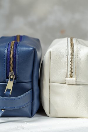 Работа Синий Кожаный Несессер Для Косметики