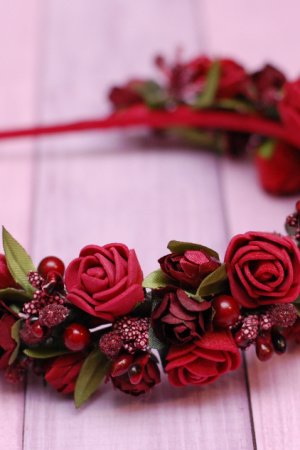 Робота Обруч ободок з квітами бордовий