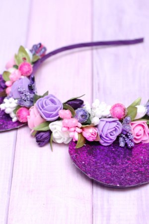 Робота Обруч ободок з вушками минни Маус і квітами