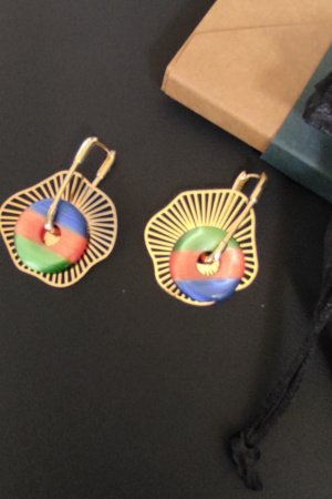 Работа Базовые позолоченные серьги трансформеры, серьги с подвесками