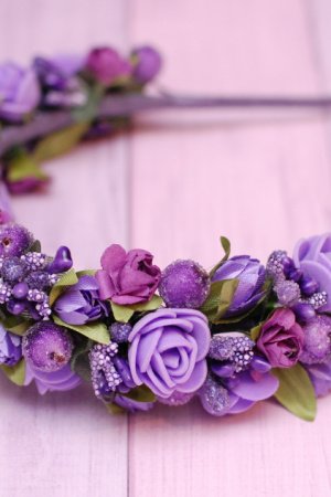 Робота Обруч ободок з квітами фіолетовий