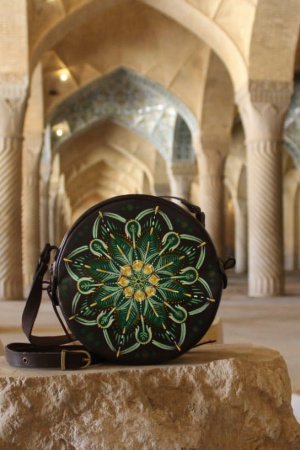 Работа Коричневая Круглая Этно Сумка с кистями Бахромы