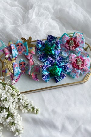 Работа Набор бантики- резинки в садик, бантики русалка 2