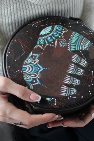 Робота Жіноча Кругла Сумка З Ручним Розписом