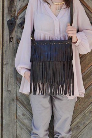 Робота Коричнева Шкіряна Бохо Сумка Через Плече 