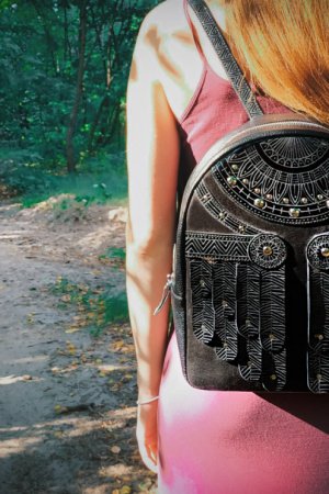 Робота Шкіряний розписний рюкзак