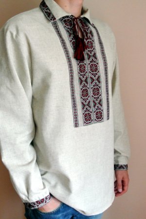 Работа Мужская рубашка Ручная вышивка