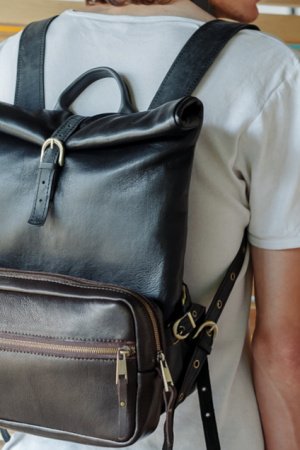 Робота Шкіряний Чоловічий Рюкзак Трансформер